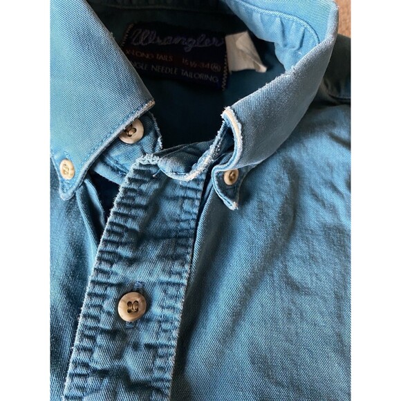 Vintage Wrangler Men's Sz M Teal X Long Tail Long Sleeve Western Shirt - Picture 13 of 14